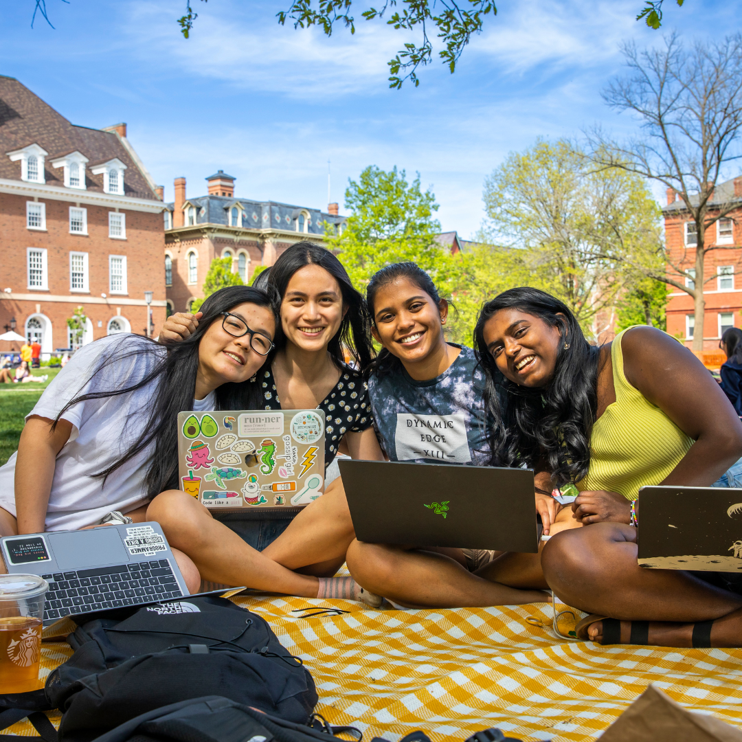 Students studying on the Quad.