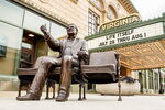 Roger Ebert statue outside Virginia Theater