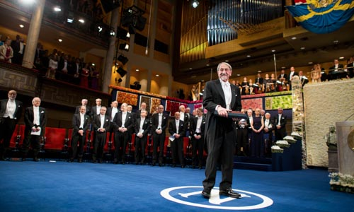 Martin Karplus after receiving his Nobel Prize at the Stockholm Concert Hall.