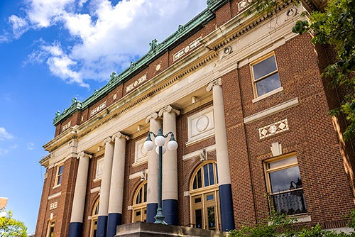 outside Foellinger Auditorium
