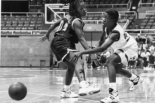 basketball players on the court