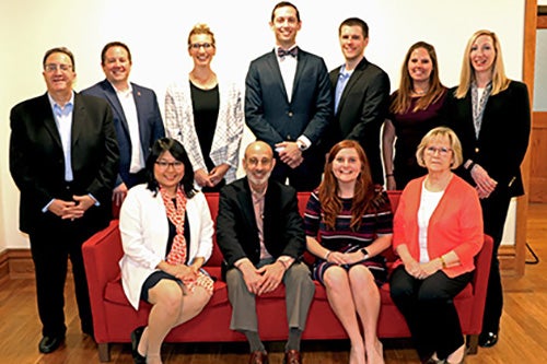 Front row: Lily Huang, Champaign; Jerrold M. Levy, Deerfield; Delanie Steinweg (student representative), Champaign; Kristine L. Ford, Riverwoods Back row: Gary J. Greenspan, Northbrook; Michael T. Taylor, Deer Park; Eryn C. Schneider, Naperville; James R. Dolan, Glenview; Joseph J. Levin, Minneapolis; Karen E. Shafer, Champaign; Amy K. Klockenga, Tinley Park Not pictured: Jerry W. Hester II, Flossmoor; Winston L. Langston II, Flossmoor; Michael P. Malone, Glen Ellyn