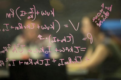 Math formulas on a board