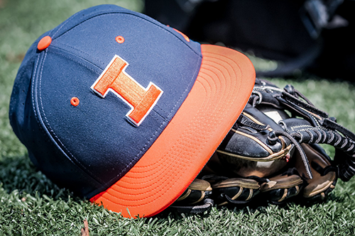 Illinois hat, ball, and gloves