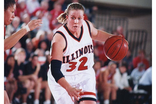 Ashley Berggren playing basketball 