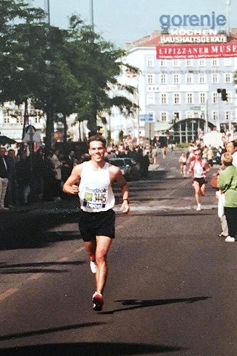 Chas running a race while in Vienna
