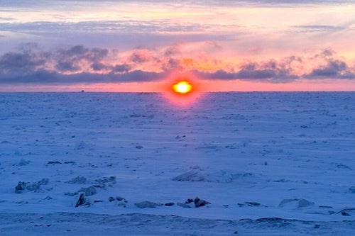 The sun sets over the Chukchi Sea at 11 p.m.