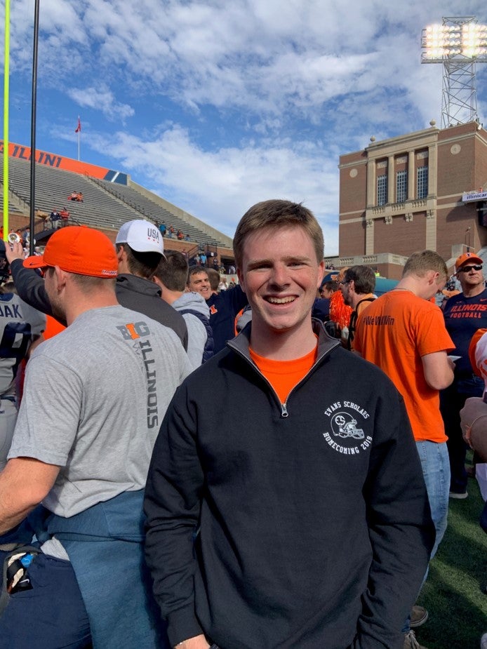 LAS student poses for a photo inside Memorial Stadium