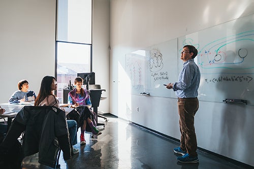 Students in a math classroom