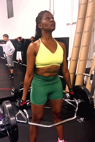Dawn Riley Duval in the weight room