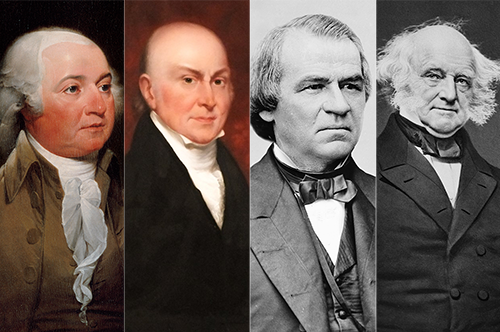 John Adams, John Quincy Adams, Andrew Johnson, and Martin Van Buren