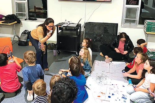 Children watching an experiment