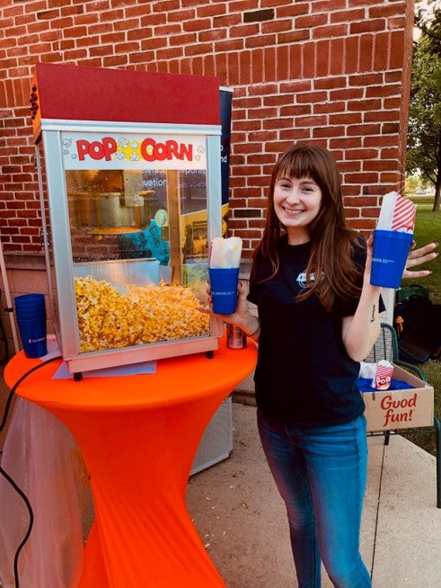 LAS student Shelby Job poses for a photo at a Research Park event.