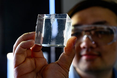 Researcher looks at silicon gel