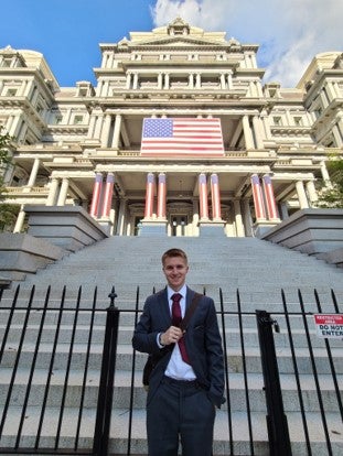 LAS student Thomas Ballard poses for a photo while in Washington D.C.