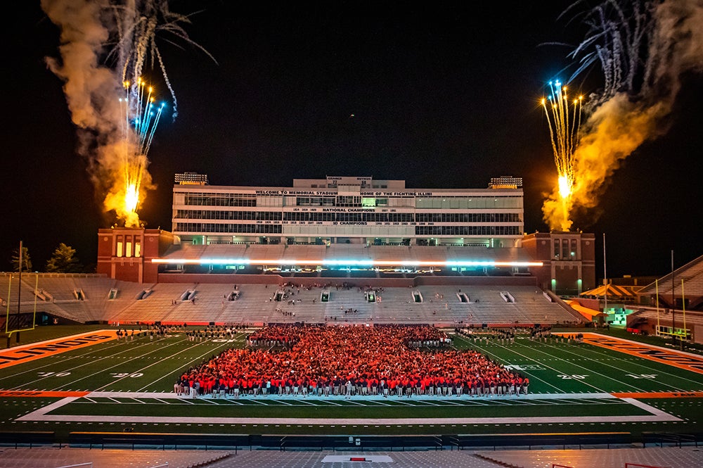 Fireworks at Memorial Stadium