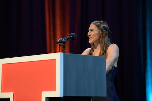 Danielle Zymkowitz at Hall of Fame ceremony