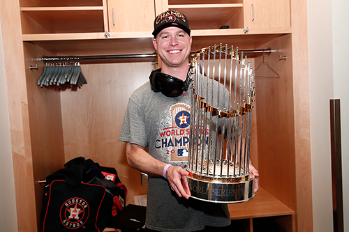 Dan O'Neill with World Series trophy