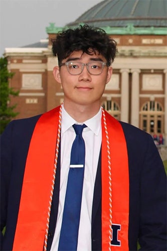 Frank Cui in graduation regalia 