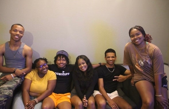 Six students gathered together for a group photo