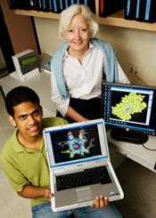 Mary Schuler, professor of cell and developmental biology, biochemistry, and plant biology, and postdoctoral researcher Sanjeewa Rupasinghe are combating DDT resistance in malarial mosquitoes. (Photo by L. Brian Stauffer.)