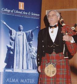 Retiring history professor John Lynn will lead his last procession in this year's college commencement ceremonies. As a bagpiper and military historian