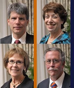The 2010 LAS Alumni Award winners are (left to right, from top) Richard Powers, Linda Birnbaum, Margaret Leinen, and Keith Westcott.