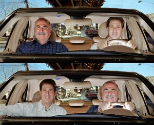 Driver or passenger? It matters to your brain. A new study from psychology professor Neal Cohen and postdoctoral researcher Joel Voss found that those who have some control over their learning environment do better at remembering what they learned than those who don't. The study offers a first look at the brain mechanisms that contribute to this phenomenon. (Photos by L. Brian Stauffer. Montage by Joel Voss.)