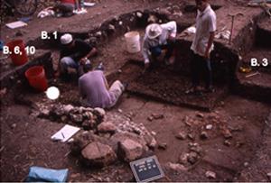 U of I researchers excavated two modest homes in a small Maya center called Saturday Creek, in central Belize. Numerous artifacts, including vessels, stones, and human remains, were found in the floors of each dwelling. (Photo courtesy of Lisa J. Lucero)