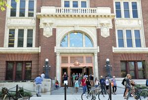 Back in use: More than 12,800 students in 230 separate course sections are attending class in Lincoln Hall this fall.