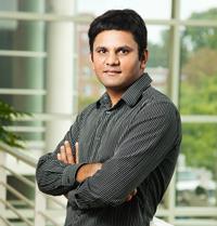 The nanofiber scrubbers created by chemistry professor Prashant Jain's team work much more effectively than traditional materials. (Photo by L. Brian Stauffer)