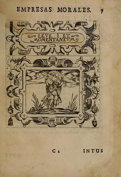 An emblem including a motto in Juan de Borja's 'Empresas morales,' published in 1680, is one transcribed by undergraduate researchers as part of the Emblematica Online project.