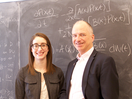 Richard Laugesen, co-director of the Program for Interdisciplinary and Industrial Internships at Illinois, poses for a photo with Meghan Galiardi, a doctoral student whose participation in the program will lead to a position at Sandia National Laboratories after she graduates in May.