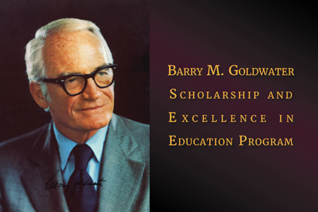 Three University of Illinois students have been nationally recognized for their potential to contribute to the advancement of research in the natural sciences, mathematics or engineering. Two were awarded Barry M. Goldwater scholarships for the 2016-17 and 2017-18 academic years, and a third earned honorable mention. (Graphic by Julie McMahon)