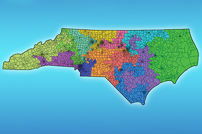 This Blue Waters-generated map shows a redistricting option for North Carolina (Photo courtesy of National Center for Supercomputing Applications). 