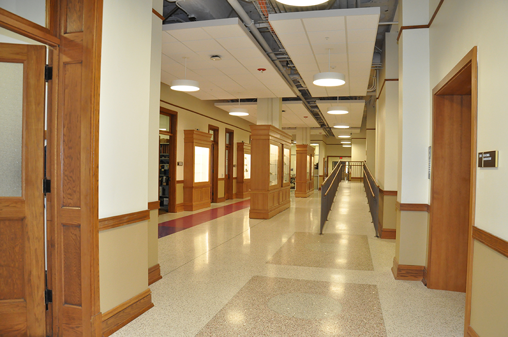 New classrooms, labs, displays, hallways, and other spaces were part of an extensive renovation of Natural History Building. 