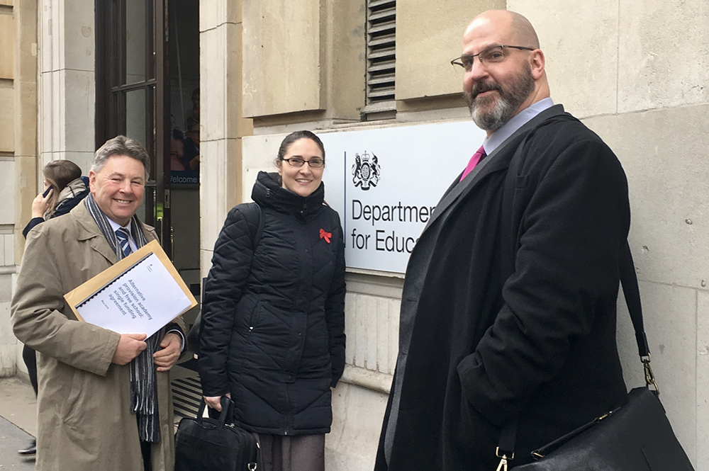 Stephen Steinhaus, right, will be principal at Solihull Academy, a new school in England, when it opens in April. (Image courtesy of Stephen Steinhaus.) 