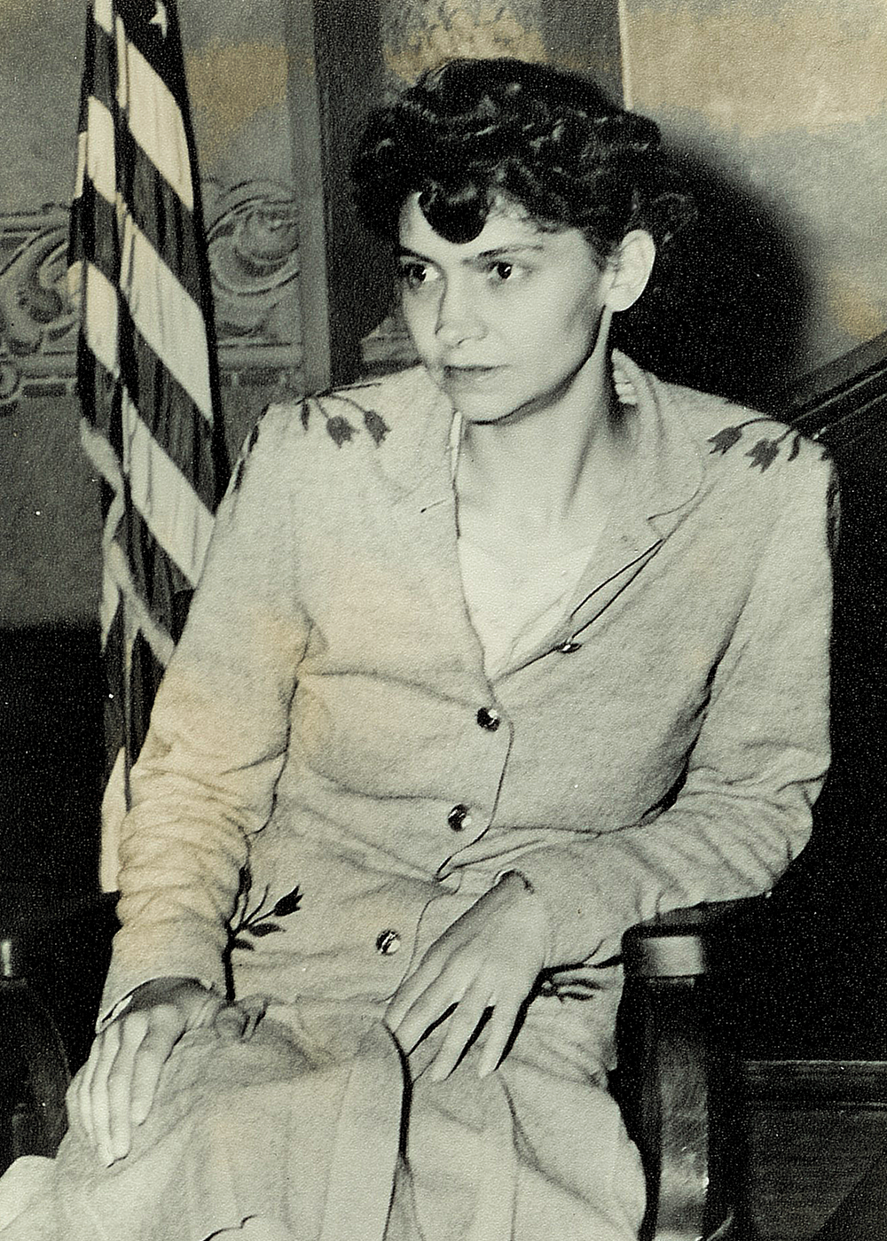 Vashti McCollum, an alumna of the College of LAS, photographed here in 1948, fought for the separation of church and state in a landmark U.S. Supreme Court case. (Image courtesy of the Champaign News-Gazette.) 