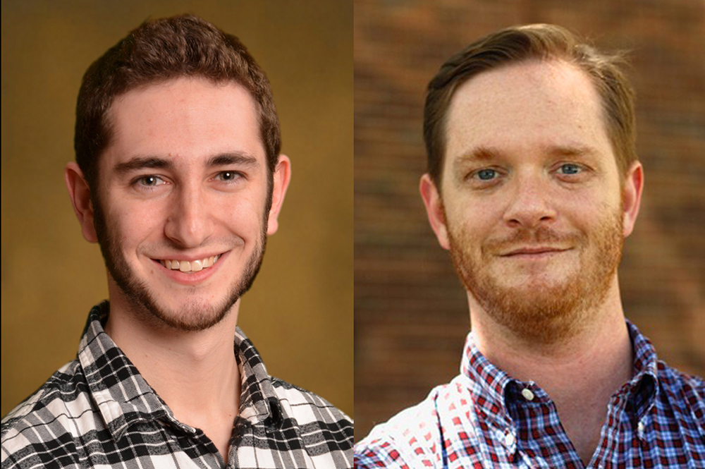 The brain processes ironic emojis in the same way as ironic language, indicating emojis convey meaning in a sentence, according to research by Benjamin Weissman, a U of I graduate student in linguistics (left), and Darren Tanner, until recently a U of I linguistics professor (right).
(Images courtesy of Benjamin Weissman and Darren Tanner.)
