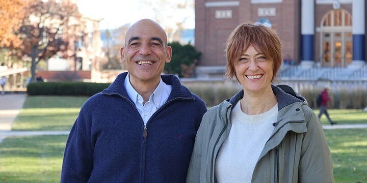Miguel Ángel Galindo and Nerea Muguerza on the Main Quad