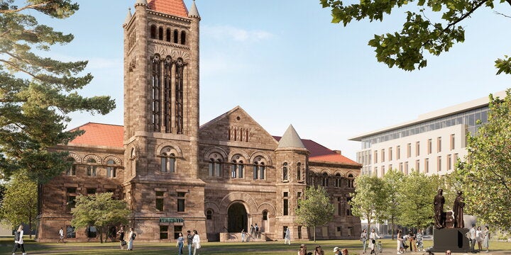 Exterior of Altgeld Hall post-renovation. 