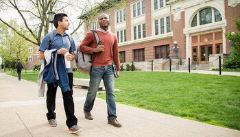 Students walking in front of Lincoln Hall