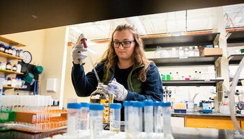 A student working in a lab