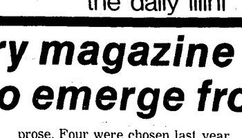 Clipping of headline about Chrysalis literary magazine. 