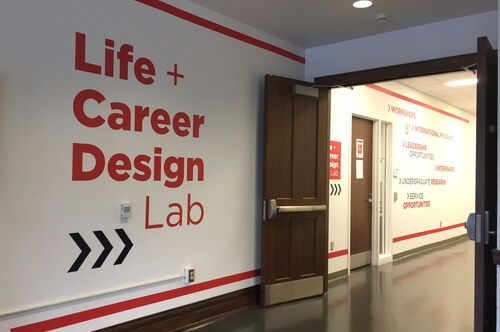 An exterior photo of the Life + Career Design Lab.