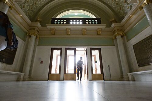 A student enters Lincoln Hall
