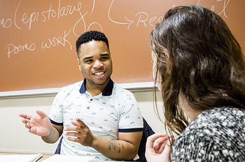 Students talk in class