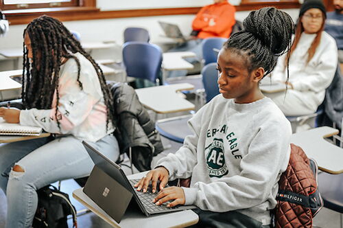 Students on computers