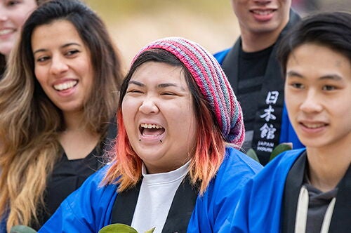 Students at a festival