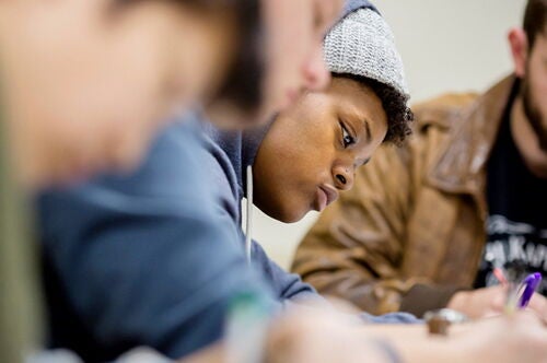 A student in class